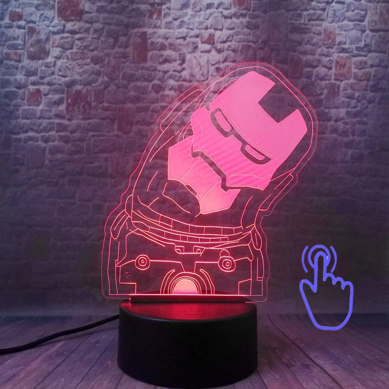 Touch Switch 8 С героями комиксов Марвел, фигурка железного человека 3D Иллюзия светодиодный стол Ночной светильник 7 цветов Изменение светильник Мстители супергероев с принтом «Железный человек», Figuras светильник обучающая игрушка - Цвет: Touch Switch 8