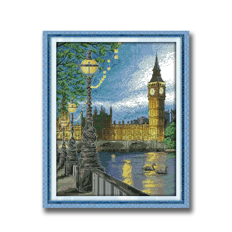 Французский Лондон часы башня Пейзаж Биг Бен сделай сам DMC Вышивка крестом 11CT 14CT
