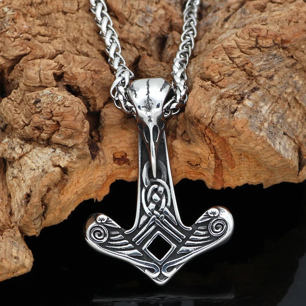 Скандинавский Викинг из нержавеющей стали Ворон череп Тор молоток Mjolnir кулон