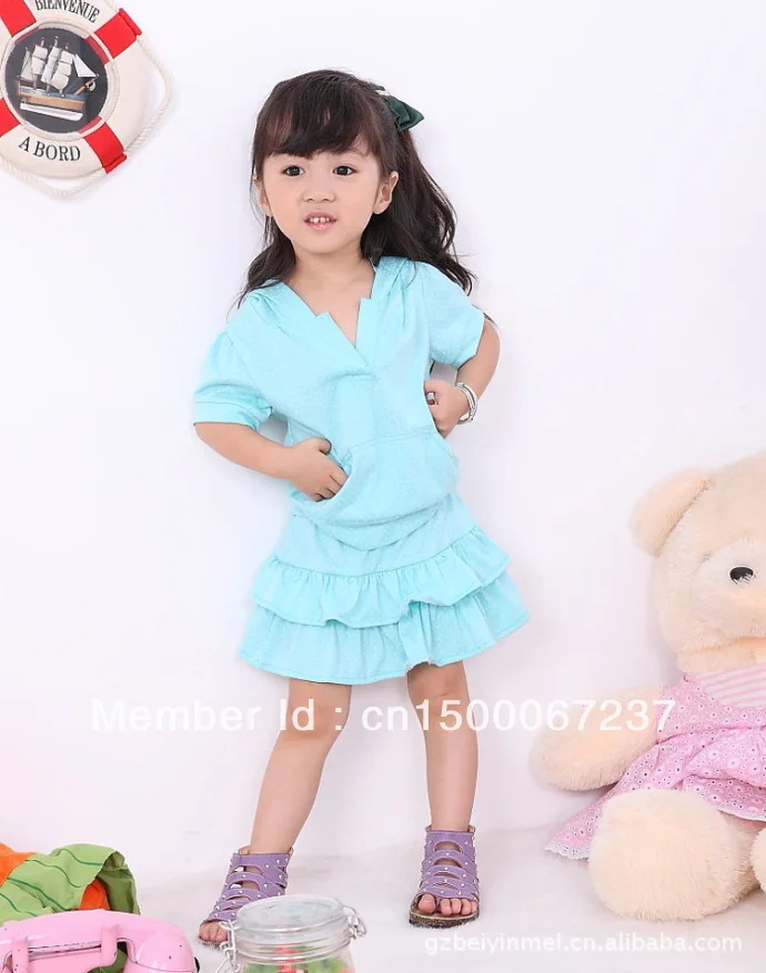 Free postage! 2013 girls cotton T-shirt short sleeve dress skirt suit children dot leisure 5 sets/batch | Мать и ребенок