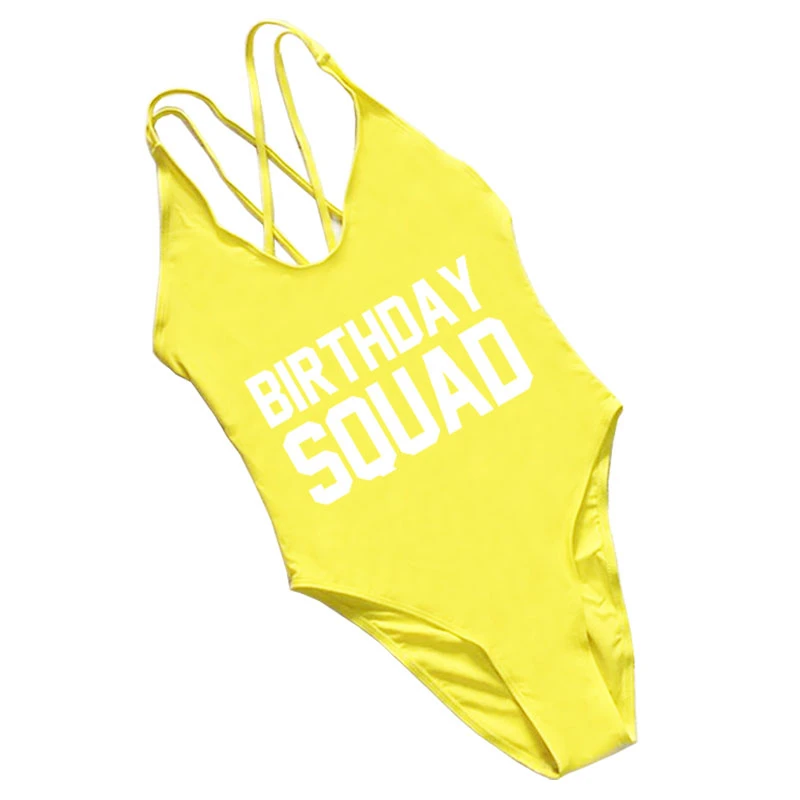 Color 9 Swimsuit Women One Piece Swimwear Womens Swim wear Custom Letter Birthday Squad Bathing Suit Party Bodysuit Sexy Monokini - Цвет: Color 9