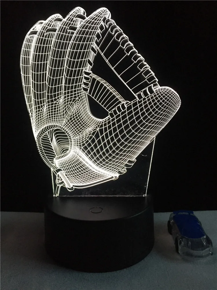 Спортивный бейсбольный Ловец перчатка 3D лампа домашний светодиодный ночник с USB