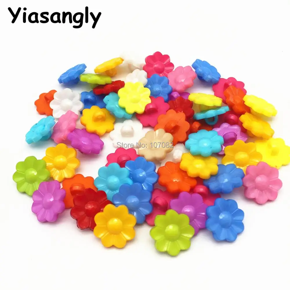 

100pcs Plastic Flower Shank Buttons Baby Sewing Button Garment Accessories DIY Jewelry Making 16mm