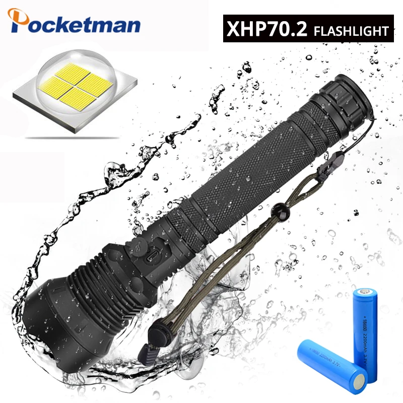XHP70 40 Вт светодиодный фонарик Перезаряжаемый USB масштабируемый тактический