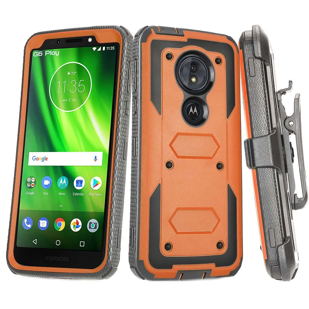 Сверхпрочный гибридный защитный чехол-кобура с зажимом для ремня Motorola Moto G6 Play
