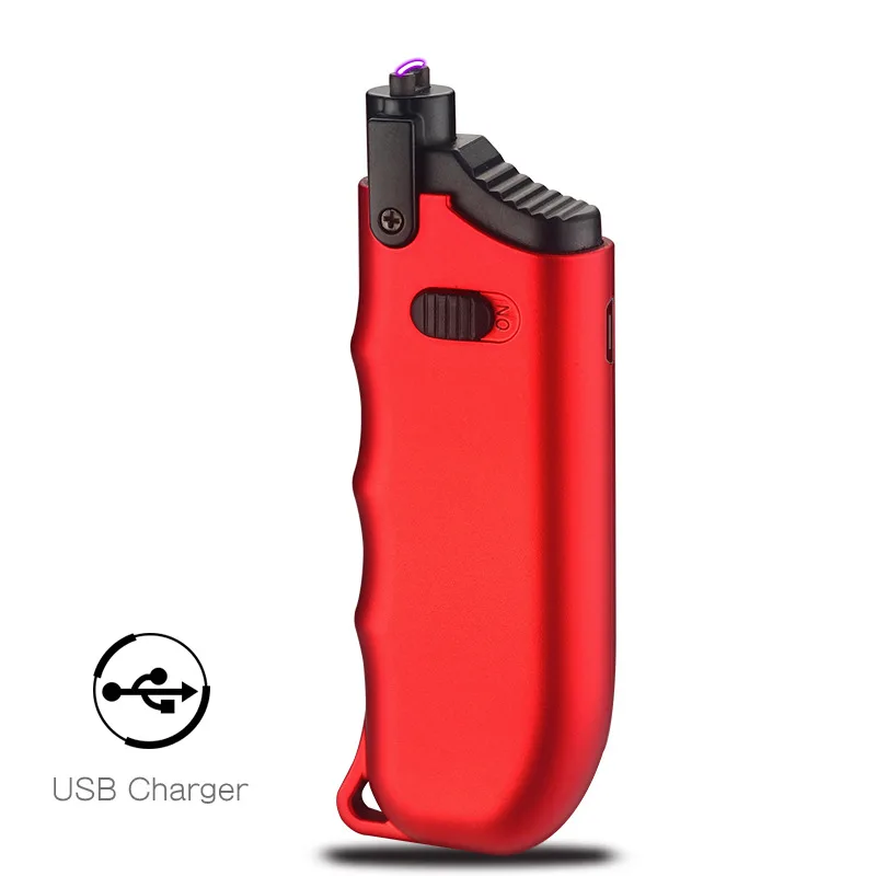 Red Зажигалка зажигалка газовая зажигалки Мужская беспламенная зажигалка телескопическая дуговая горелка Зажигалка USB Перезаряжаемый защищенный от ветра для курения аксессуары - Цвет: Red