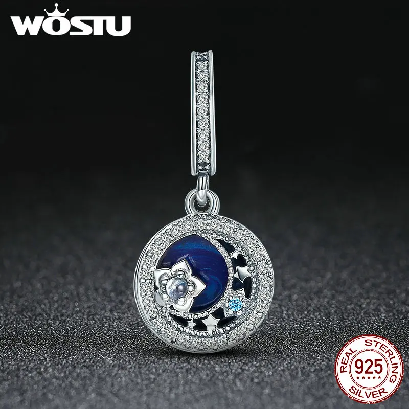 WOSTU Новая коллекция 925 пробы Серебряная Лунная звезда синяя чарующая подвеска