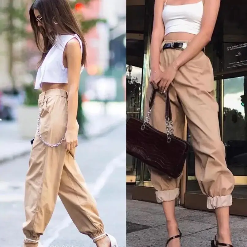 Брюки с высокой талией камуфляжные свободные джоггеры женские армейские