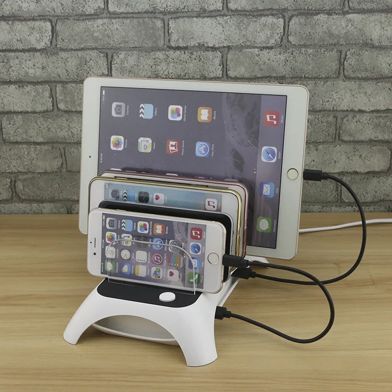 FULAIKATE 5 usb портов Зарядная база для Apple iPhone 7 Plus мобильный телефон белый 2.4A док-станция для планшетных ПК подставка держатель телефона