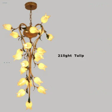 21light tulip g9 led Нордик Железные Стекло лилии тюльпан камелии Светодиодные Лампы.Светодиодные Светильники Люстры Подвесные.Светильники Подвесные Светильники.Подвесной Светильник.Освещение Для Столовой,Фойе и Спальни - Цвет корпуса: 21light tulip
