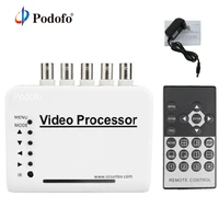 podofo 4 channel cctv color video quad splitter switcher camera processor system kit with remote control 5 bnc adapter