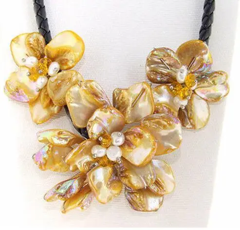 Мода натуральная мать ювелирные изделия жемчуг с желтой раковиной ожерелье 17-18 |