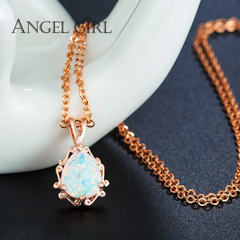 Белый Макси Цепочки и ожерелья Для женщин Опал розового золота Цвет длинные