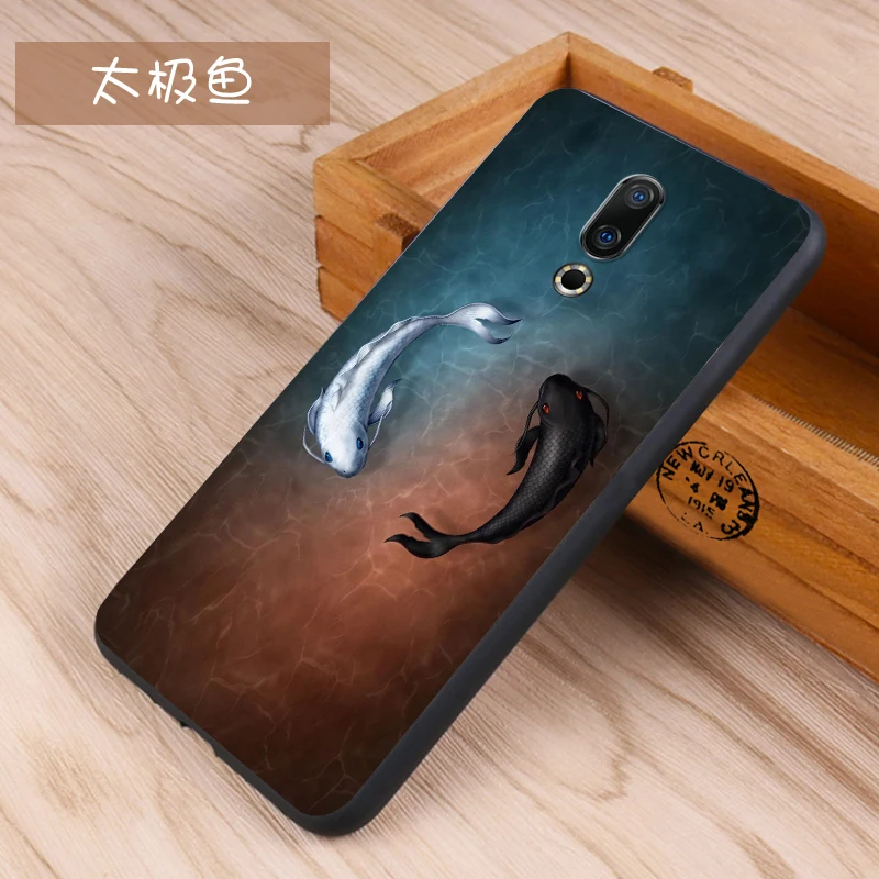 Meizu 16 Plus чехол 16th черная рамка мультфильм окрашенный мягкий TPU задняя крышка для