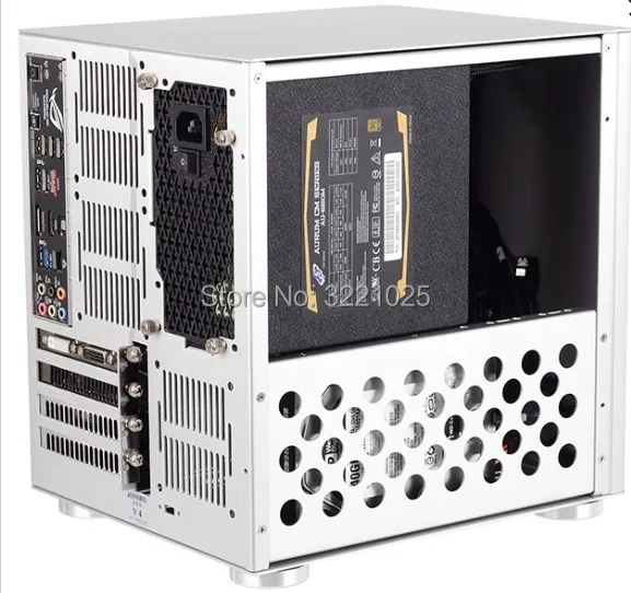 Jonsbo V4 серебристый алюминиевый мини ITX MATX чехол для компьютера USB3.0 игровой маленький корпус V4B черный HTPC ITX поддержка 3,5 ''HDD