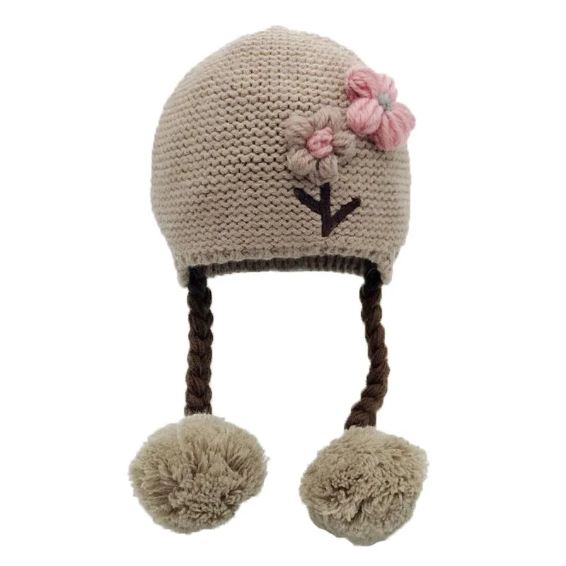 Newborn Baby Toddler Knit Hat Flower Baby Cap Infant Girls Bonnet Cute Hats Soft Cotton Newborn Baby Photo Props 6-24M