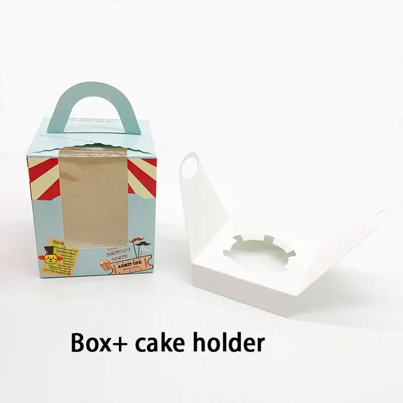 Blue Cake Box 20 шт Цирк Красный солдат коробка для конфет с окном для Свадьбы Дети День рождения принадлежности конфеты упаковка для печенья, торта с держателем - Цвет: Blue Cake Box