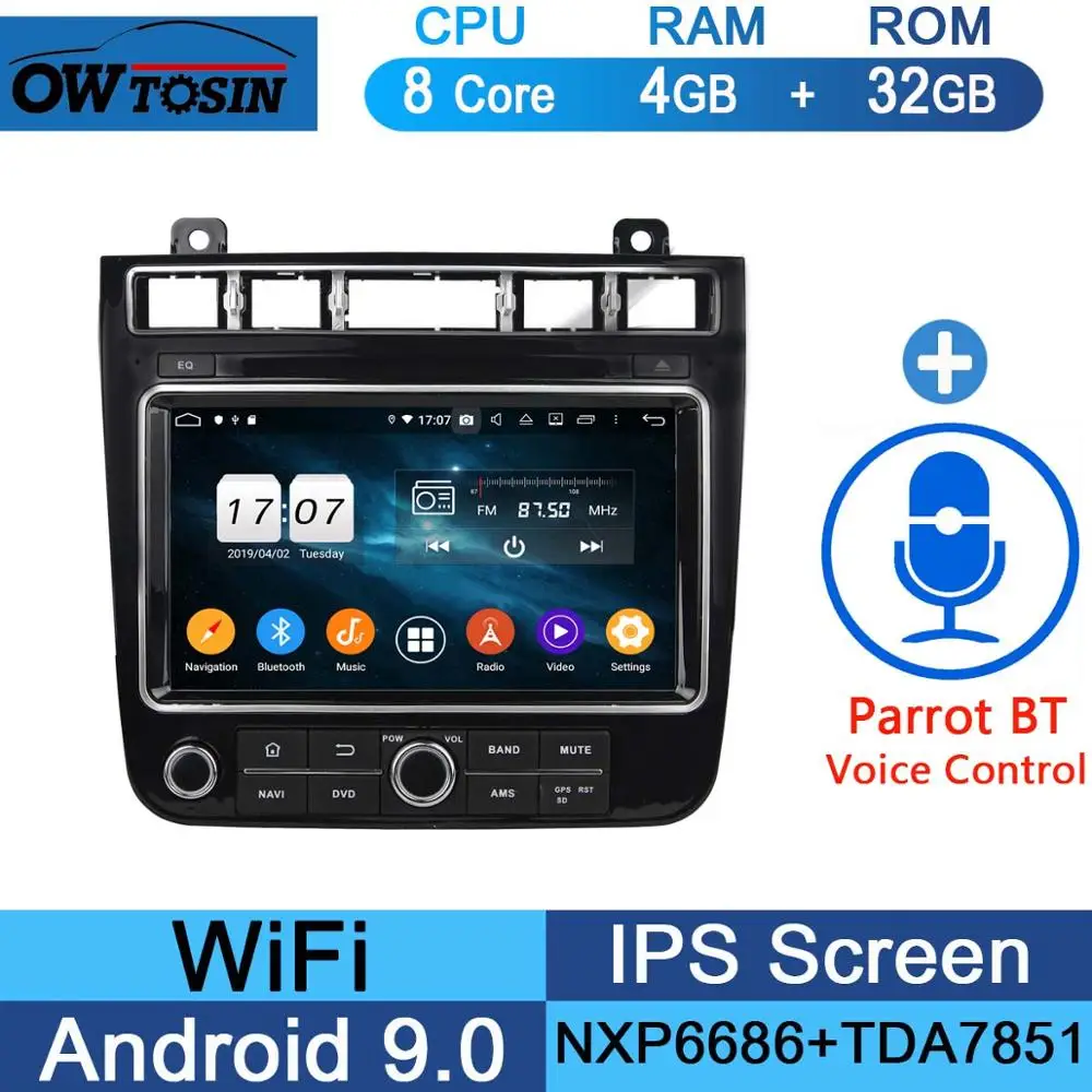1920*1080 " ips 8 Core 4G+ 64G Android 9,0 Автомобильный мультимедийный плеер для VW Volkswagen Touareg gps Радио DSP Parrot BT - Цвет: 32G Parrot BT