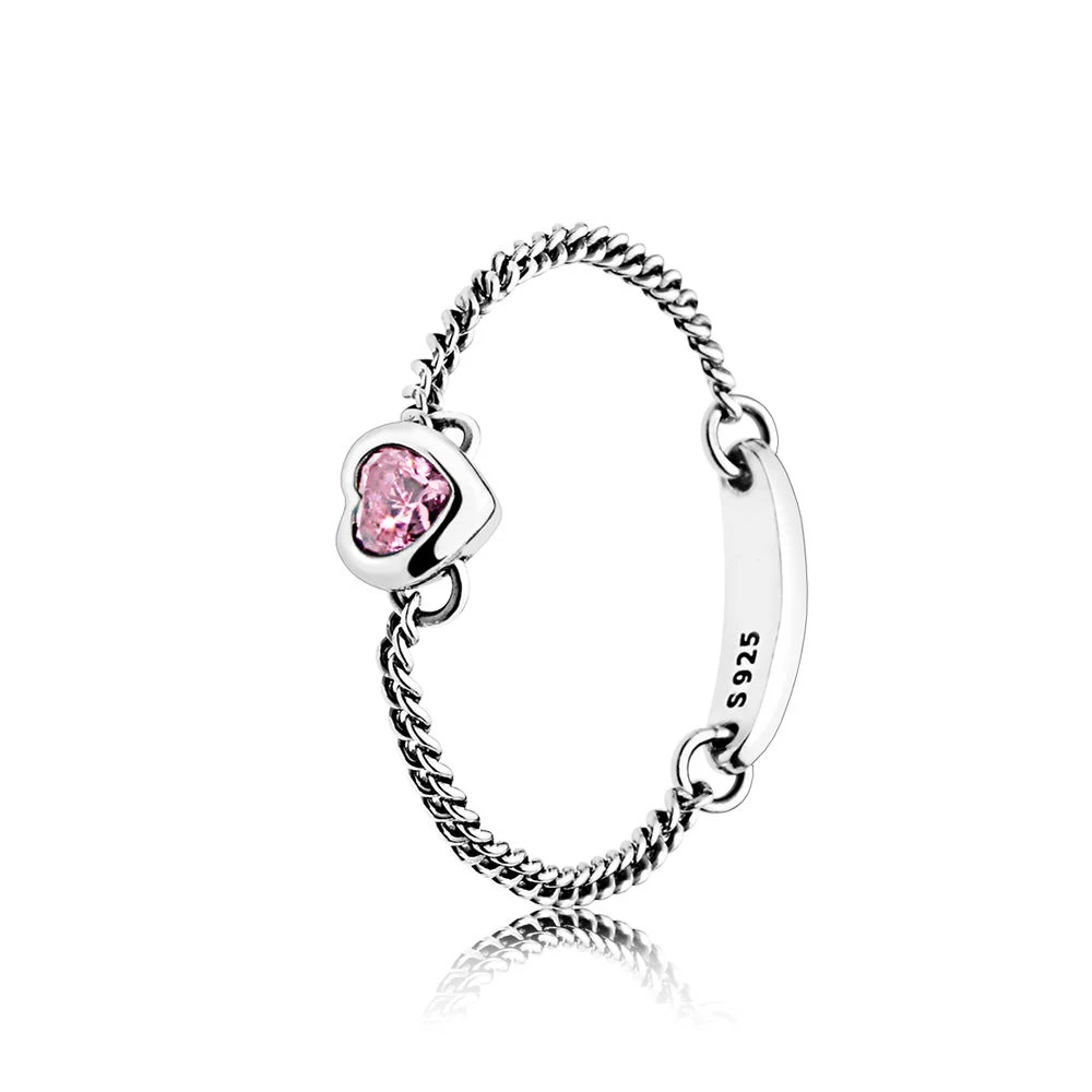 Pink CZ Ring Moonmory,,, 925 пробы, кольцо в виде сердца, розовый циркон, белый CZ,, летняя мода, женское, Кристальное, мягкое кольцо для тела - Цвет основного камня: Pink CZ Ring