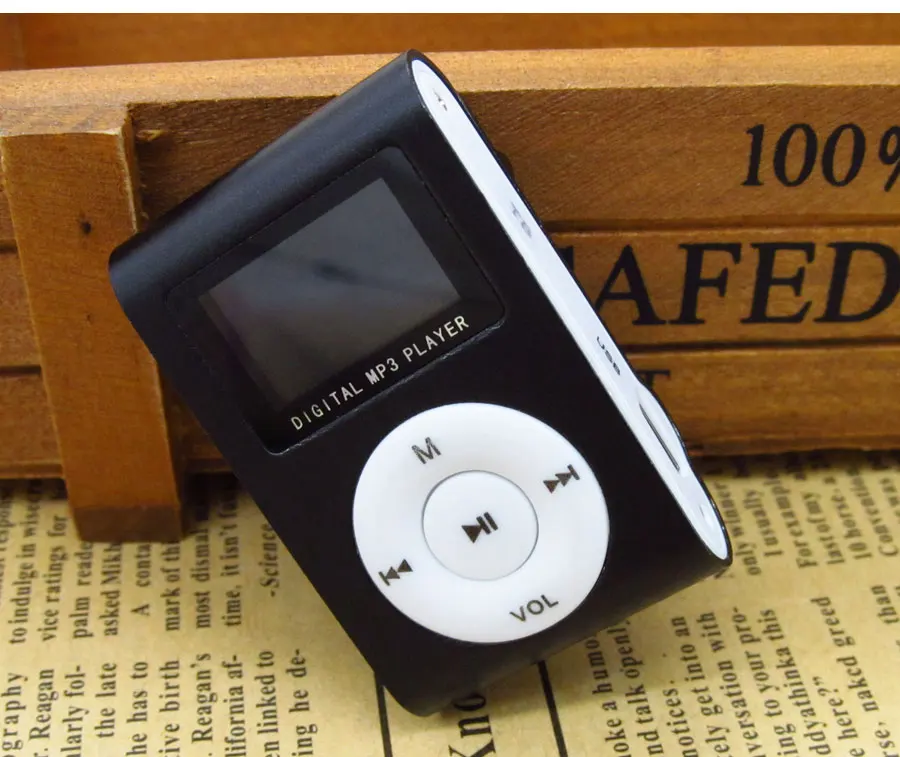 ЖК-экран MP3-плеер Многоцветный металлический зажим мини Mp3 музыкальный плеер Модный подарочный с микро TF/SD слот для карт электронный продукт - Цвет: Черный