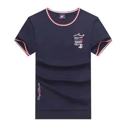 5918-DARKBLUE Мужская одежда Tace& Shark, брендовая дизайнерская футболка, Мужская футболка с коротким рукавом и круглым вырезом, Хлопковая мужская футболка с вышитой акулой, camiseta - Цвет: 5918-DARKBLUE