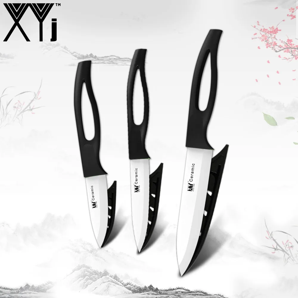 Black H White B XYj керамический набор кухонных поварских ножей, красочные кухонные керамические ножи, овощерезка, столовые приборы, поварские инструменты, нож для мяса - Цвет: Black H White B