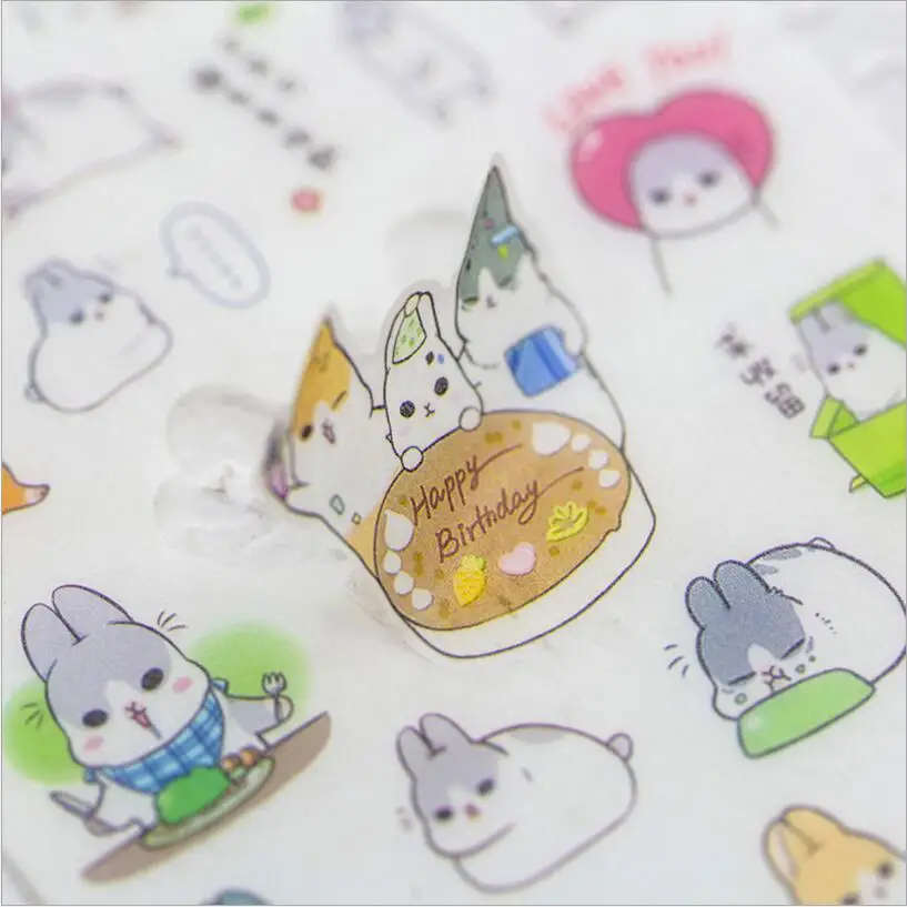 6 шт./лот DIY мультфильм кролики kawaii наклейки дневник планировщик Дневник Блокнот