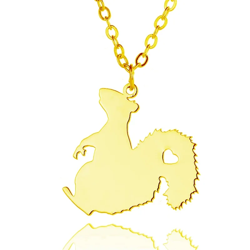 Ожерелье с белками из нержавеющей стали Золотая любовь кулон в виде животного