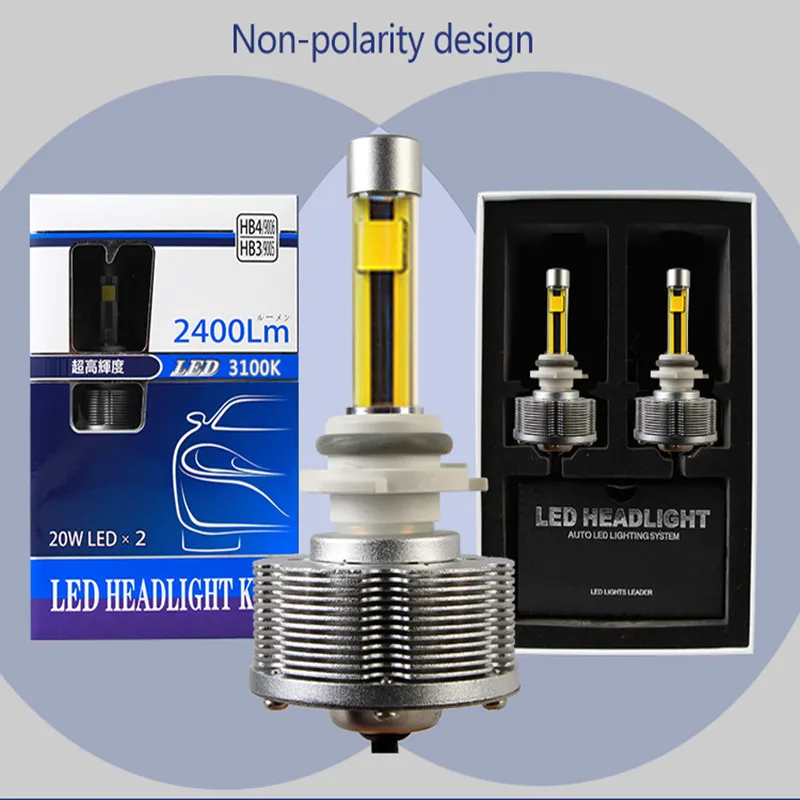Пар HB4 (9006) LED Противотуманные фары авто convision лампы внешних Light 3000 К ультра яркий
