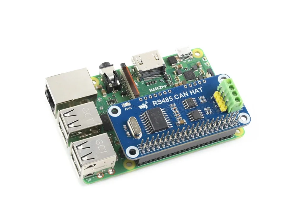 Waveshare RS485 CAN HAT для Raspberry Pi обеспечивает стабильную дальнюю связь SPI интерфейс