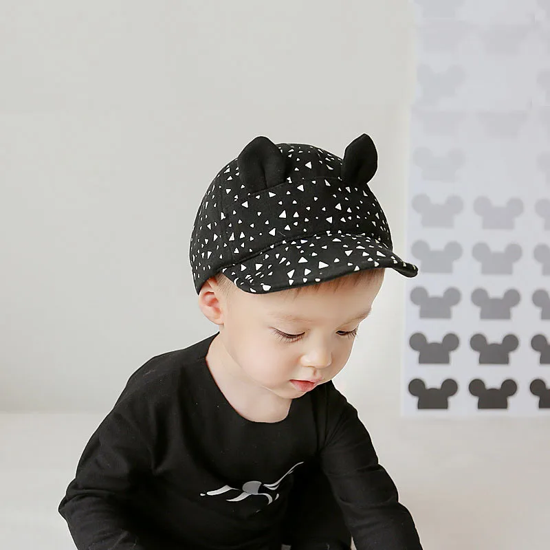 Новая детская шапка с ушами котами милая летняя кепка рисунком для маленьких