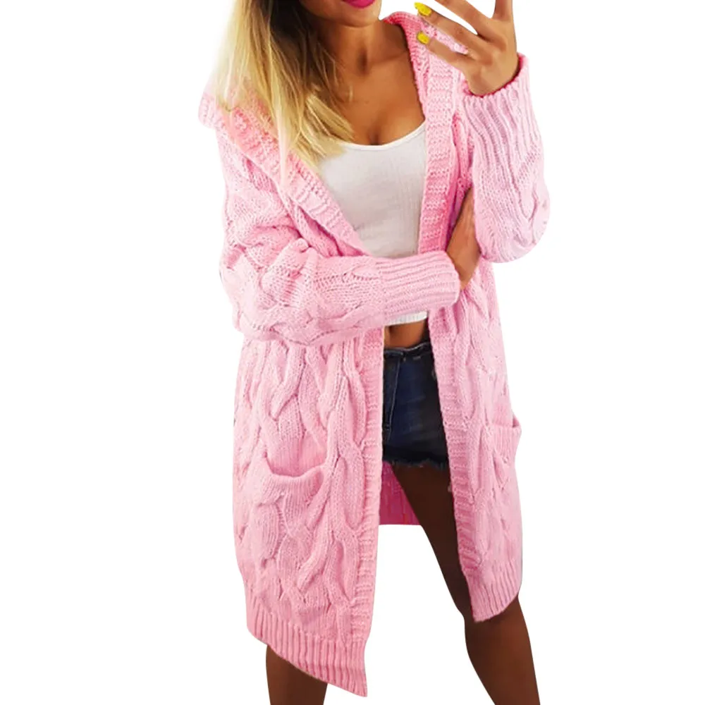 Женский Свободный Вязаный Кардиган с длинным рукавом зимняя Толстая теплая