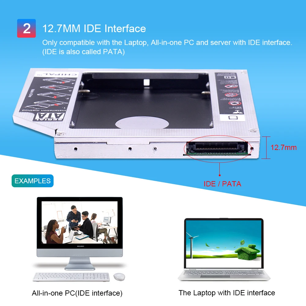 CHIPAL Foxconn чип PATA IDE для SATA 3,0 12,7 мм 2nd HDD Caddy для 2," чехол для SSD, HDD корпус для ноутбука CD-ROM Optibay
