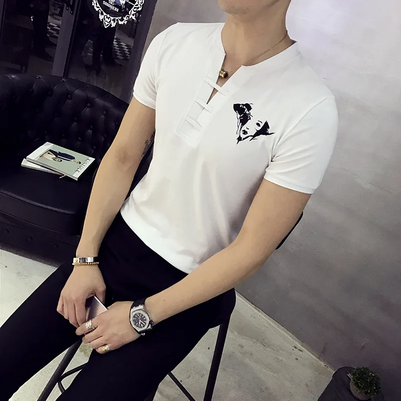 Мужская хлопковая футболка с принтом облегающая коротким рукавом в английском