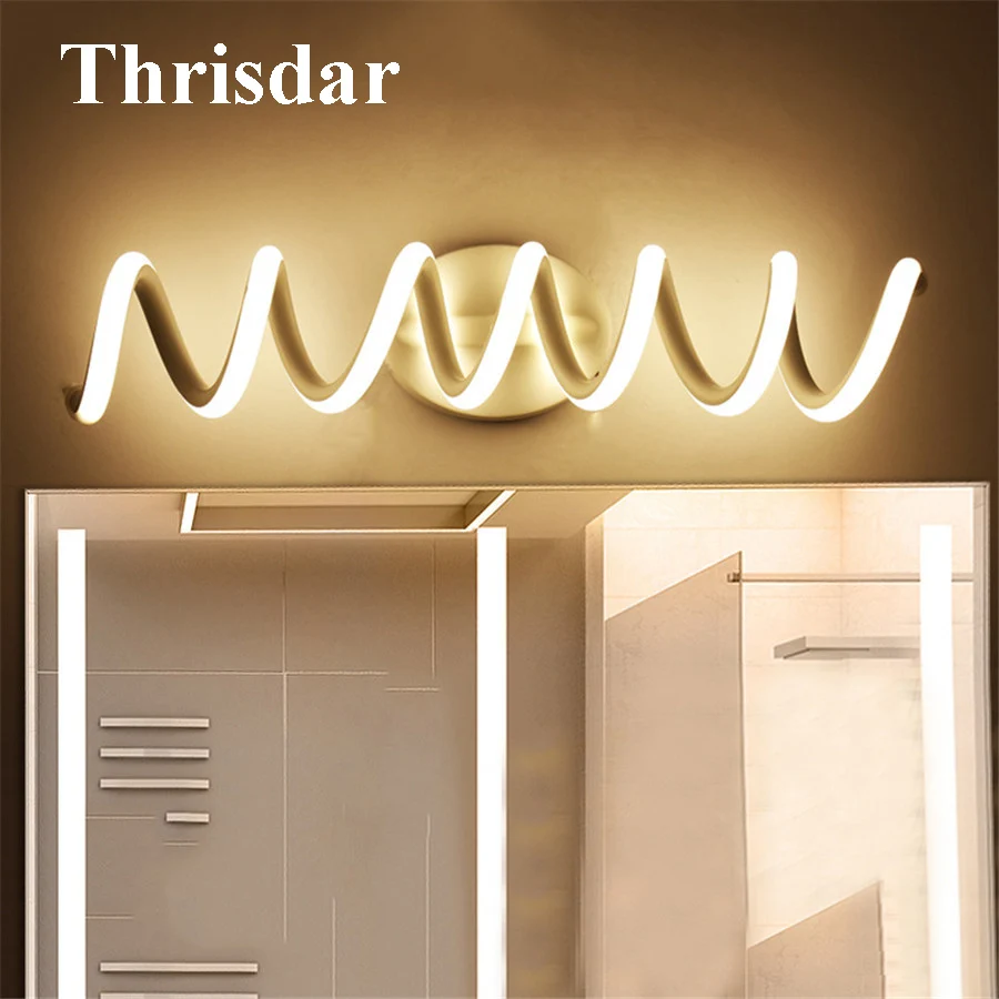 

Thrisdar Настенные светильники в спиральной форме для зеркала ванной комнаты, скандинавские противотуманные туалетный столик, туалетный столи...
