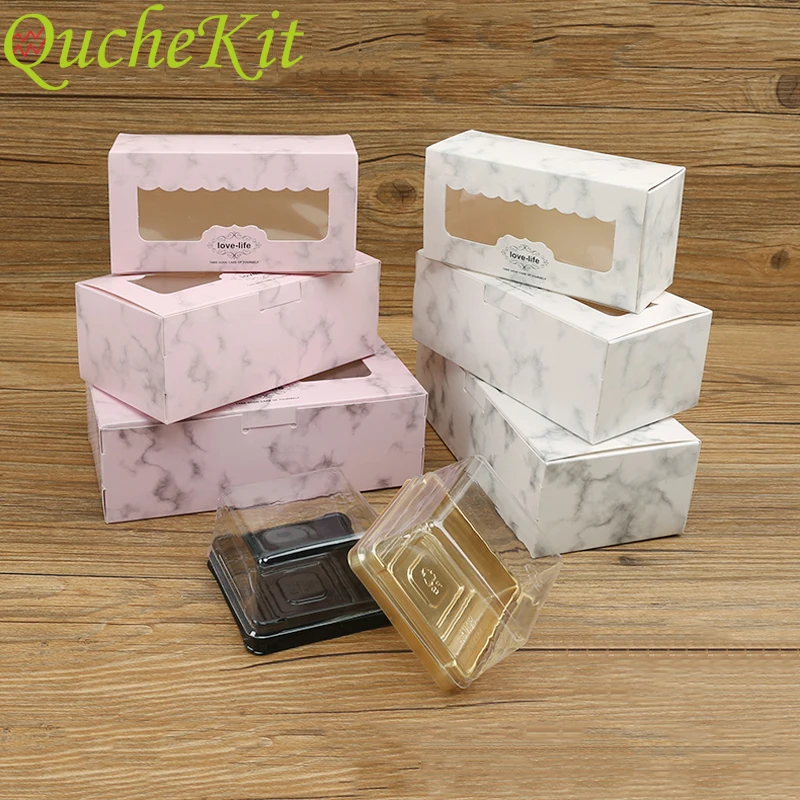 

10pcs Pink Marbling Paper Cake Box Wedding Gifts For Guests Food Cookies Candy Box Baby Shower Christmas Gift Wrap With Window