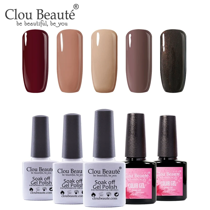 Clou Beaute Гель-лак для ногтей Полупостоянный УФ набор гель-лаков для ногтей Базовое покрытие верхнее покрытие Гель-лак 10 мл УФ/светодиодный Гибридный гвоздь искусство - Цвет: 10ml-5pcs-19