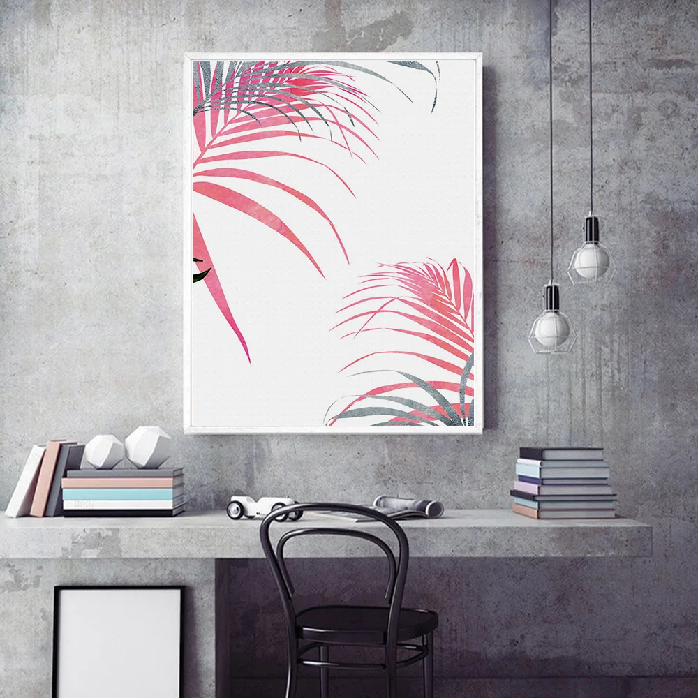 Pink Flower Peony Leaf Cactus Flamingo Wall Art Canvas Painting Nordic Posters and Prints Pictures for Living Room Decor | Дом и сад