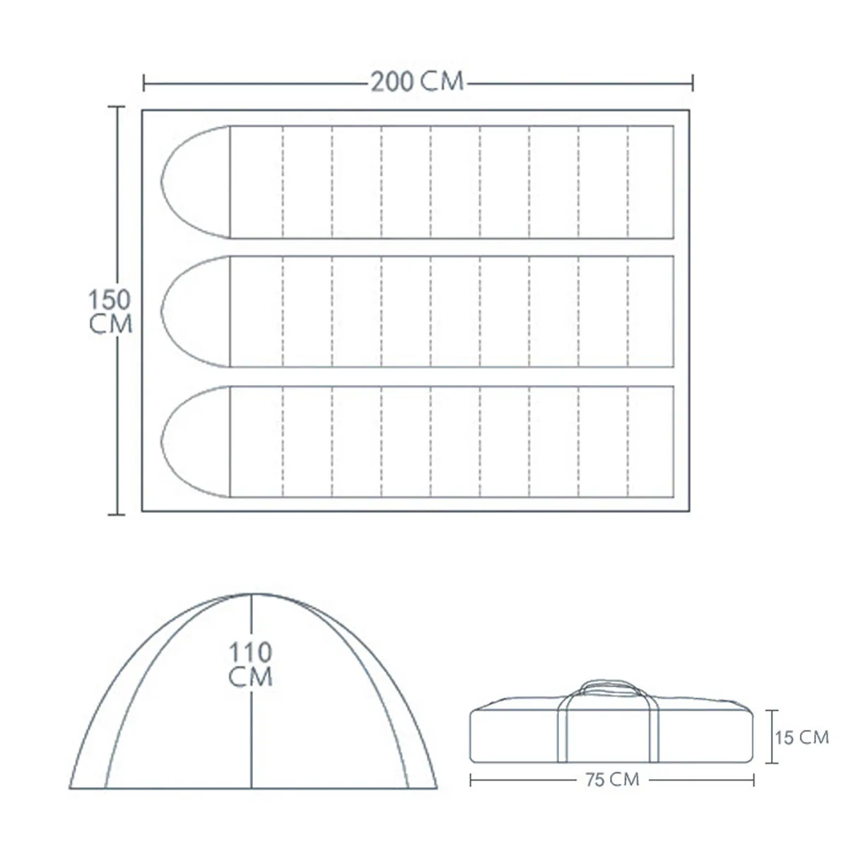 200x150x110 см, 2 человека, водонепроницаемое покрытие, палатка для кемпинга, ткань Оксфорд, для путешествий, портативная палатка, случайный цвет