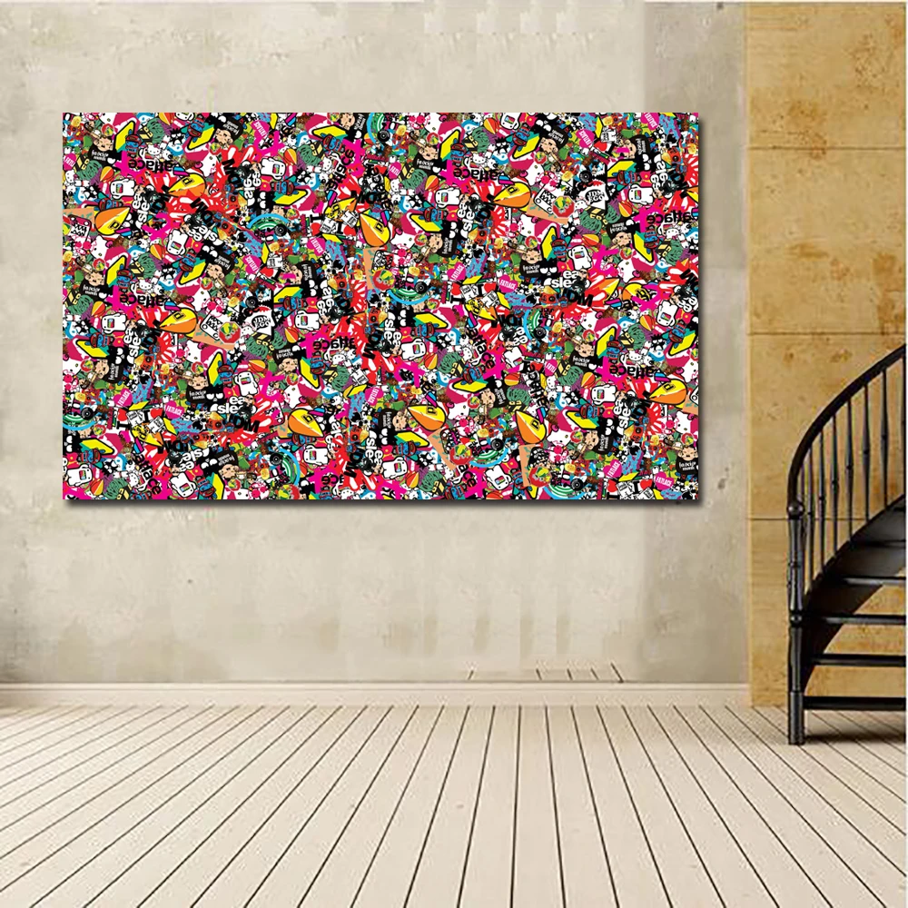 Самоотверженно Абстрактная живопись Красочные Стиль Wall Art принты Картина на