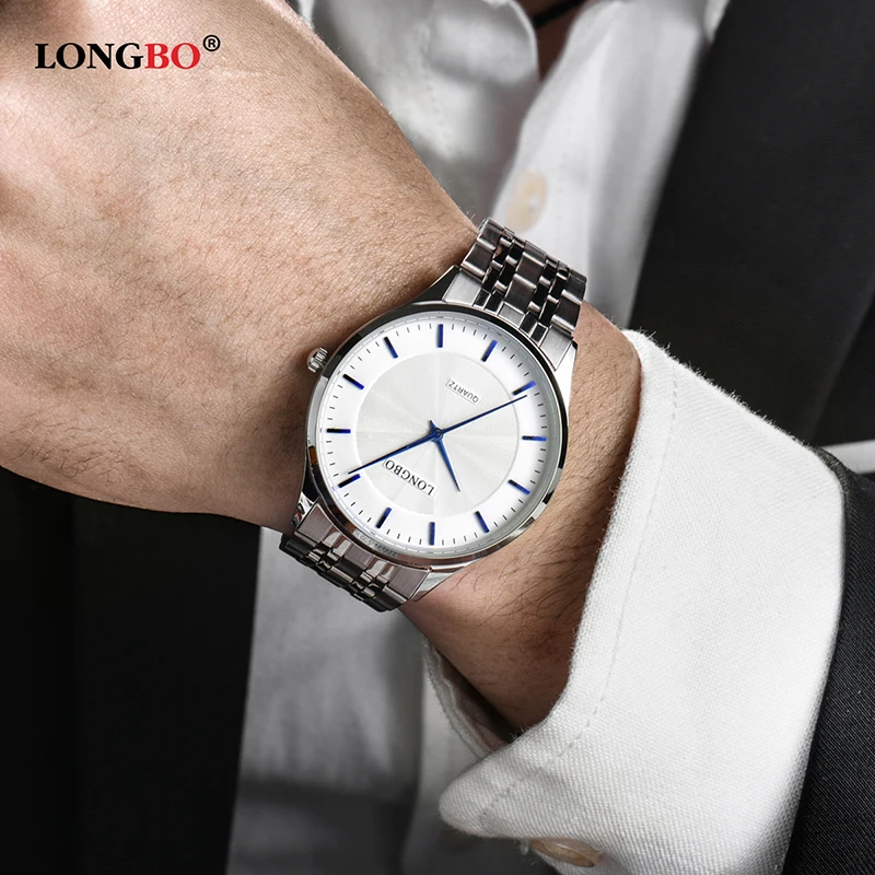 LONGBO, мужские кварцевые часы для влюбленных, часы для пар, подарки, кожаные Наручные часы, женские модные повседневные часы, деловые часы, новинка 80266
