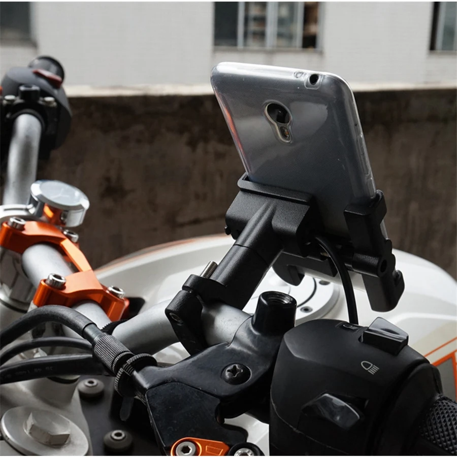 

Universal Motorcycle Phone Holder Handlebar Bracket With 2A LED USB Quick Charger Aluminum Alloy for 4-6 inch Phone