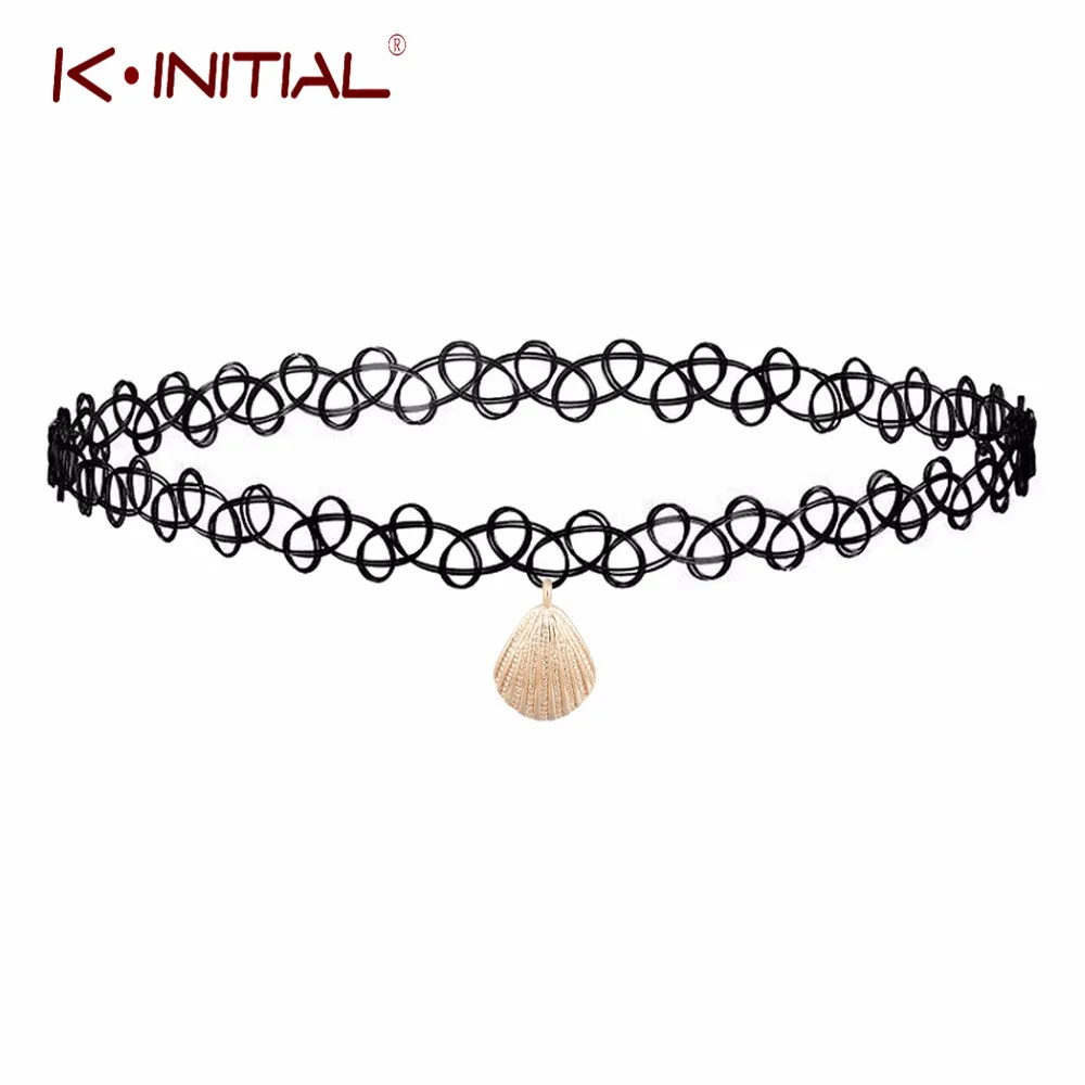 Модное черное ожерелье-чокер Kinitial винтажное ожерелье с ракушками ожерелья и