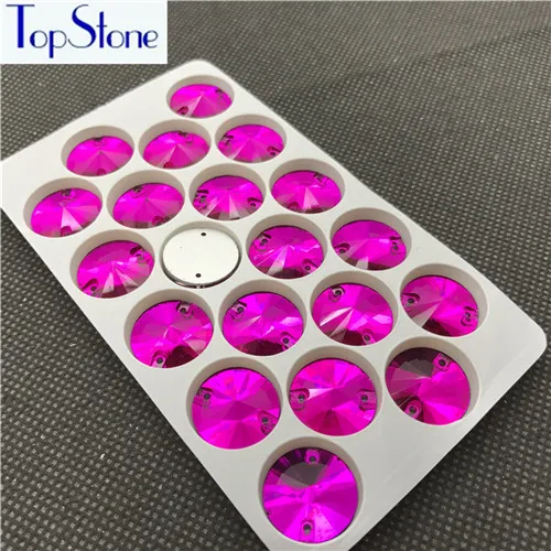 Topstone Rivoli пришивные стразы, стекло, кристалл, цвет фуксии, плоская задняя сторона, Круглый пришивной камень для DIY, платье, одежда