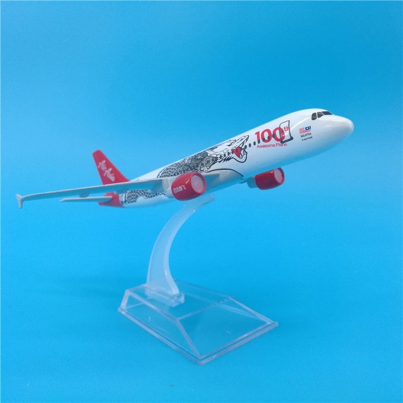 16 см воздушный Азии авиакомпаний модель самолета A320 100th Юбилей белый дракон