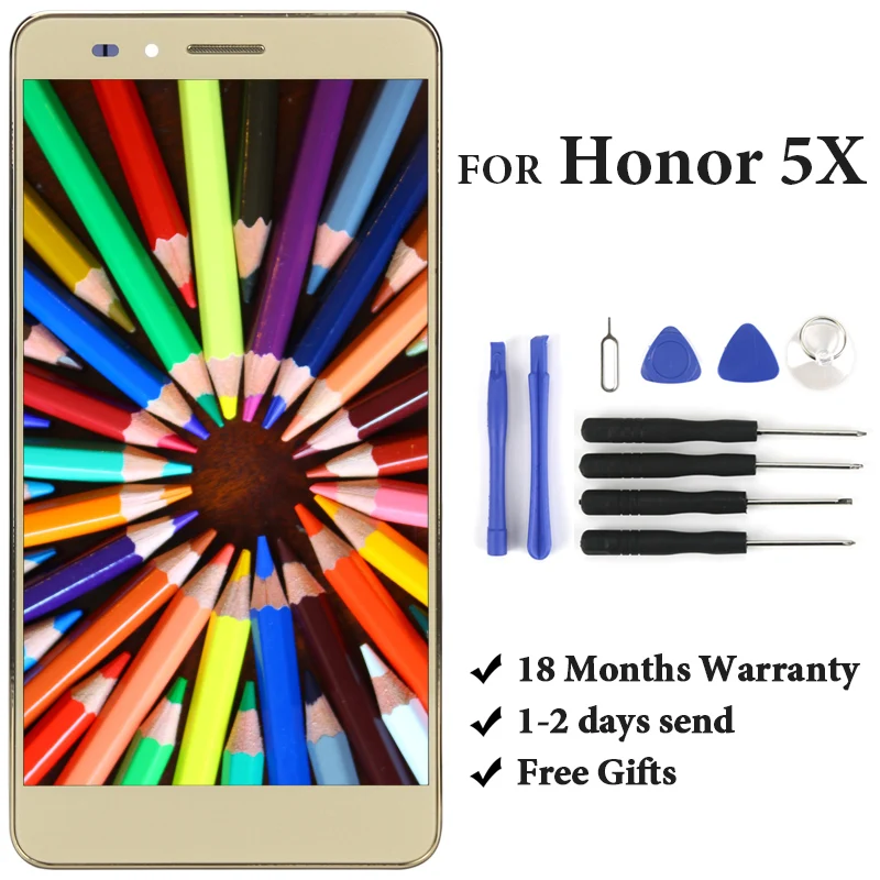 

ЖК-дисплей для Honor 5X GR5, 5,5 дюйма, без битых пикселей, сенсорная панель, дигитайзер в сборе