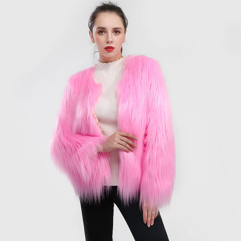pink Новинка, зимний жилет из лисьего меха, Женская куртка из искусственного меха, верхняя одежда из норки, кожаная шуба, осенне-зимнее розовое пальто для женщин - Цвет: pink