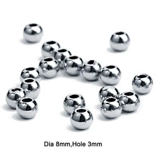 beads 8mm hole 3mm SAUVOO 50 шт Круглые бусины из нержавеющей стали отверстие 1 мм 1,5 мм 2 мм 3 мм 4 мм большое отверстие свободные разделители Шарм бусины для изготовление, поиск ювелирных изделий - Цвет: beads 8mm hole 3mm