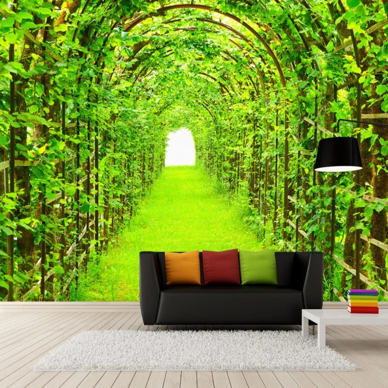 Дропшиппинг колумбиак 3d обои фрески свежий и натуральный зеленый арочный