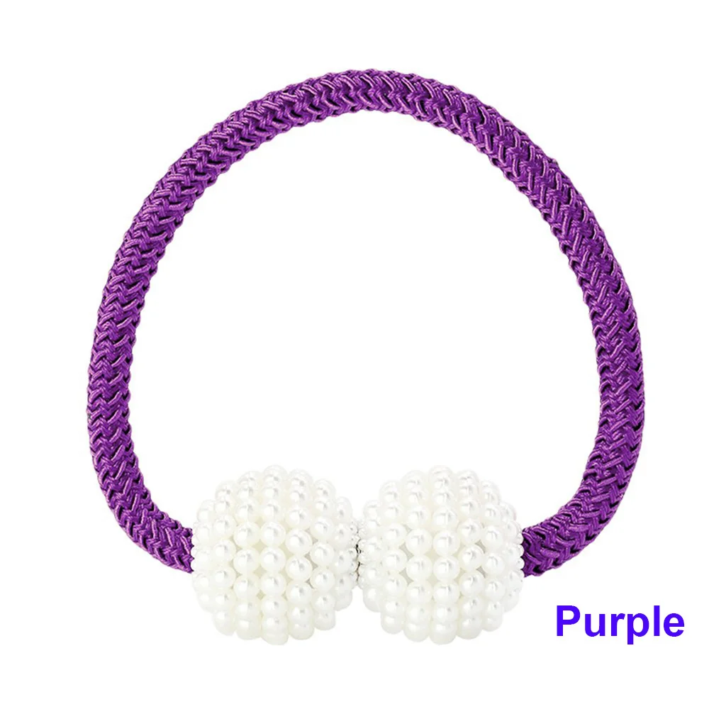 Purple Pearl Магнитный Шторы подхваты для штор зажимы для обработки окна Holdbacks Магнитный кабельная стяжка для дома или офиса, декоративные 2/4 штуки в комплекте - Цвет: Purple
